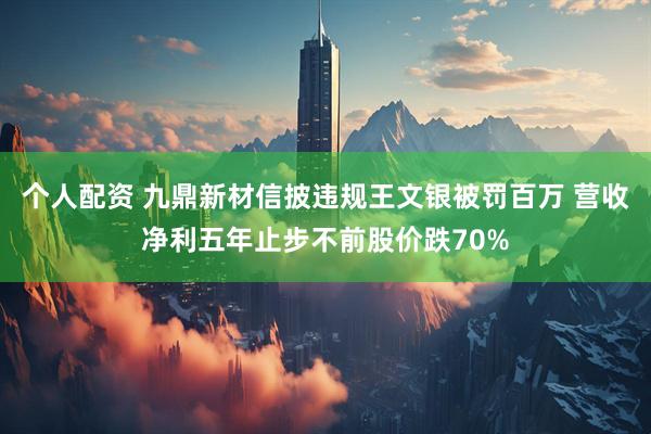 个人配资 九鼎新材信披违规王文银被罚百万 营收净利五年止步不前股价跌70%